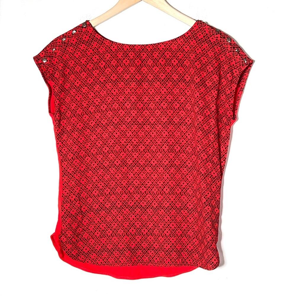 The limited red and black blouse top shirt with button accents size XS B195